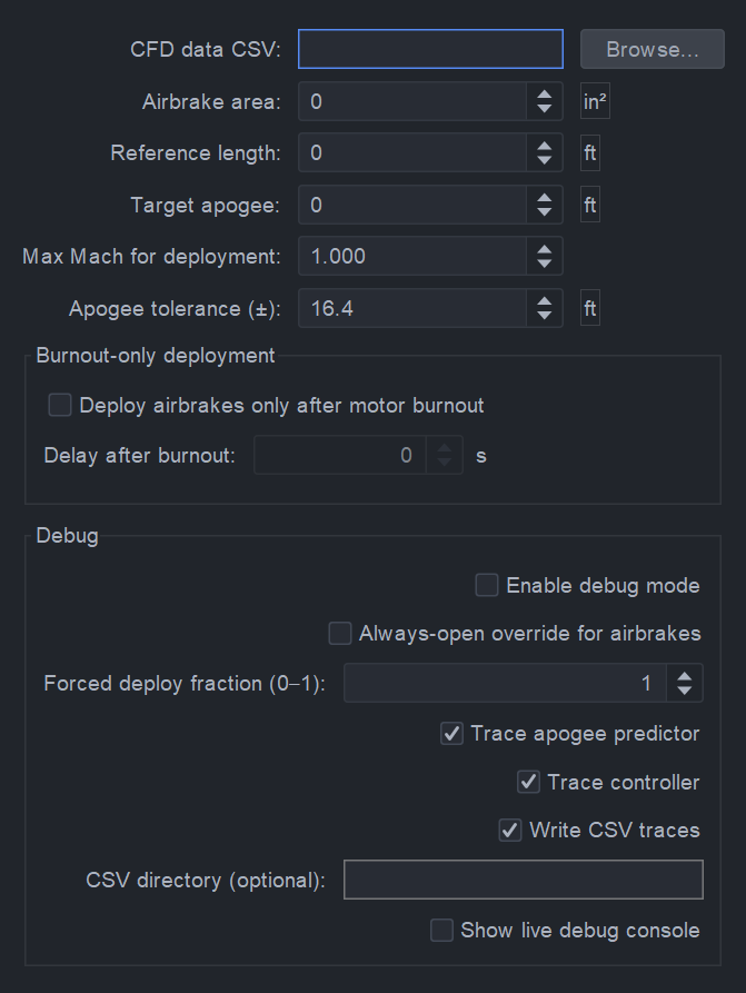 Plugin options and parameter panel